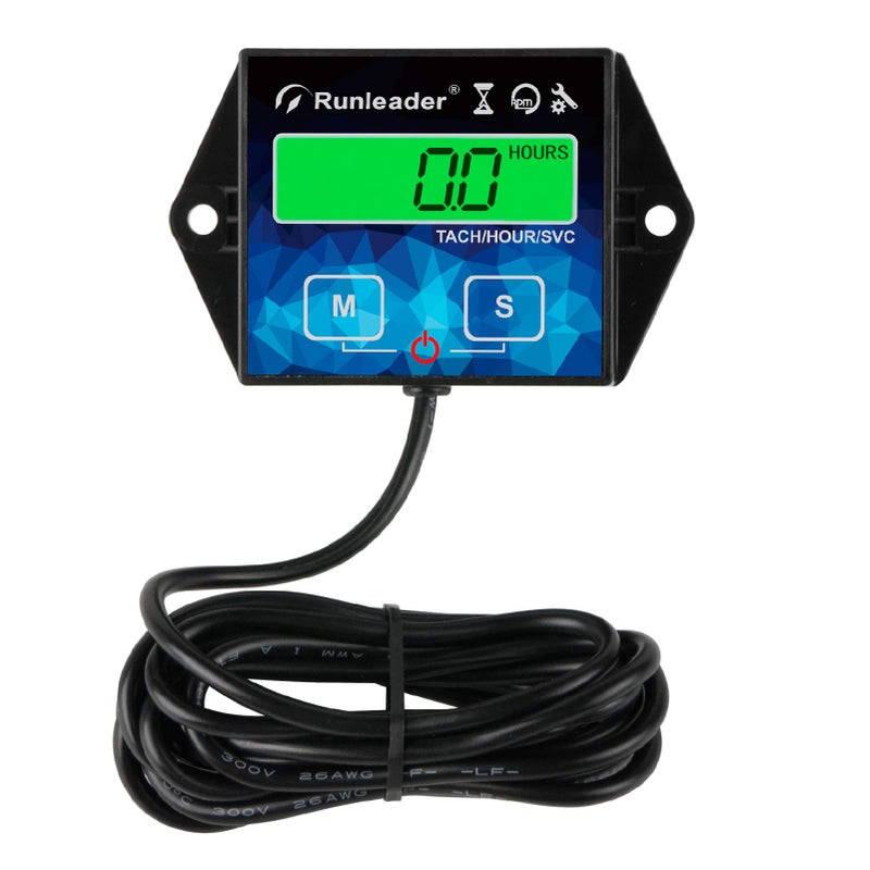 Runleader Backlight Hour Meter Tachometer, Maintenance Reminder, Battery Replaceable, User Shutdown,Use for Lawn Mower Tractor Generator Marine Outboard ATV Motor Snowmobile and Gas Powered Equipment - Image 1